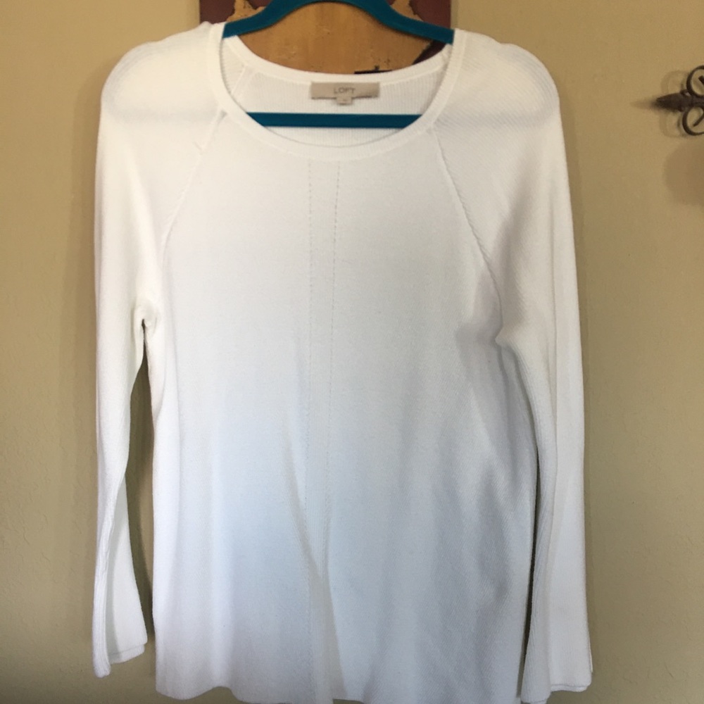 LOFT Women's White Crew Neck Sweater